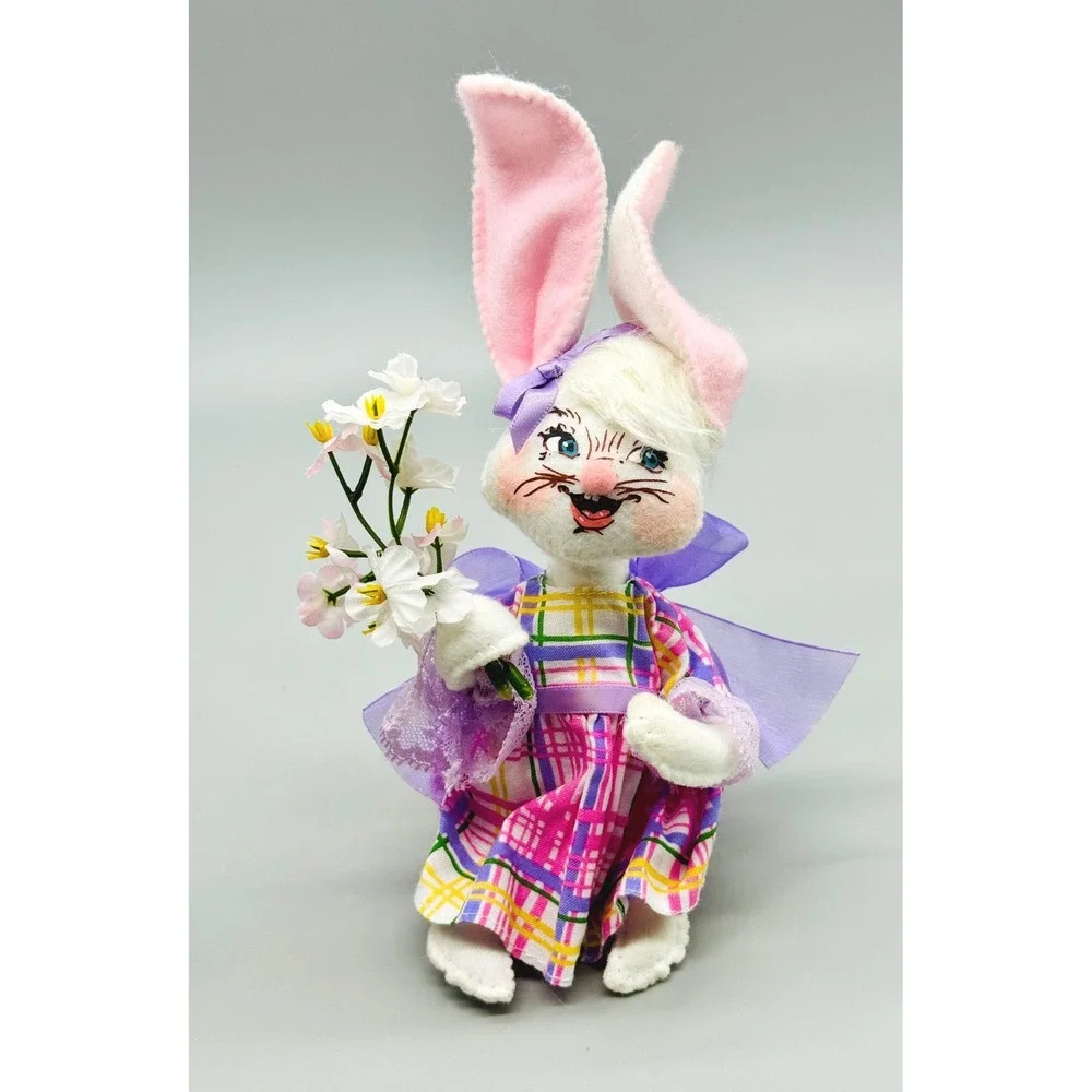Annalee Easter Bunny Rabbit Couple Pink Plaid Spring Decor 2016 A